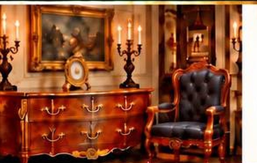 Antikes Interieur mit Möbeln und Gemälden